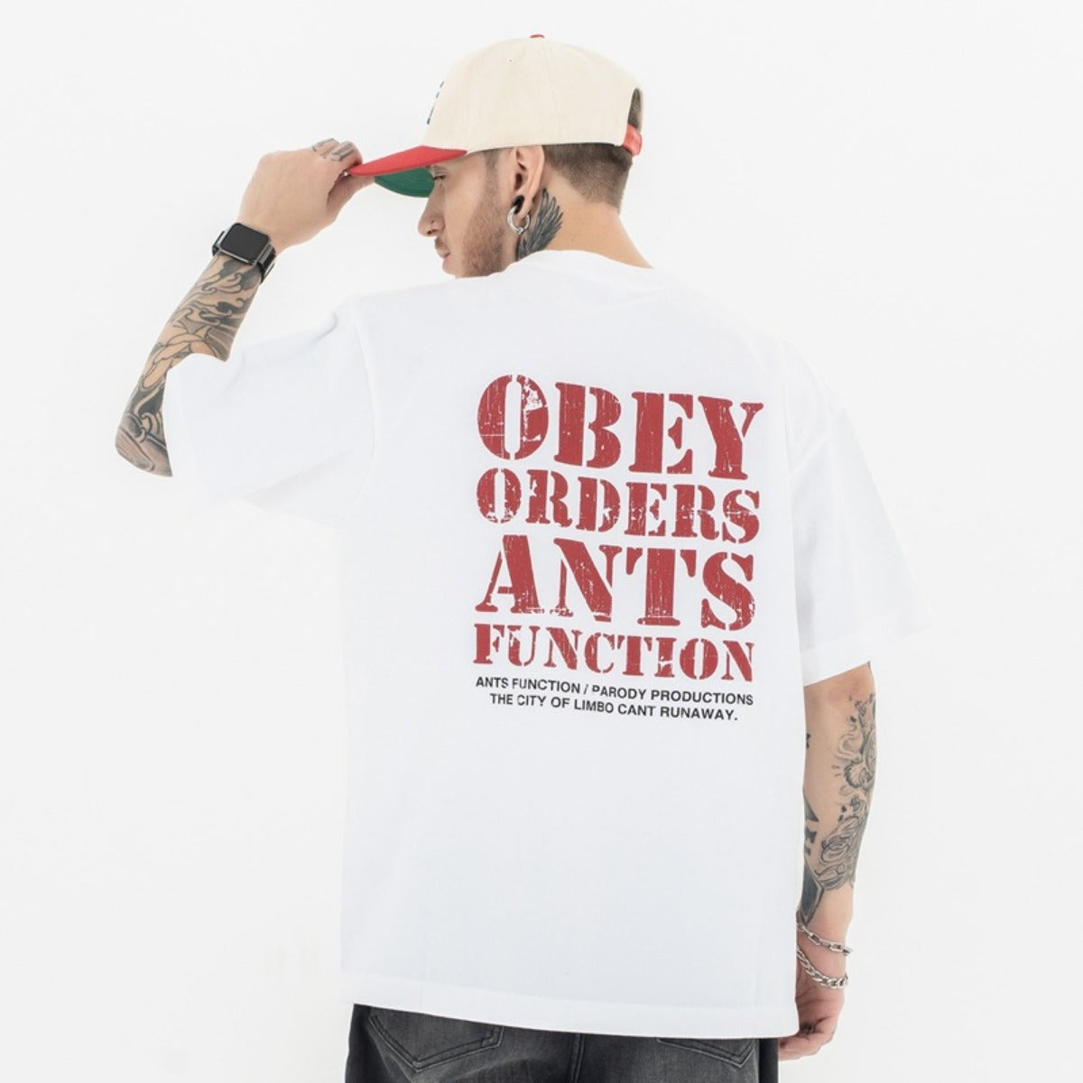 Vic Streetwear Summer Ant Printed Loose Casual Short Sleeve T-Shirt