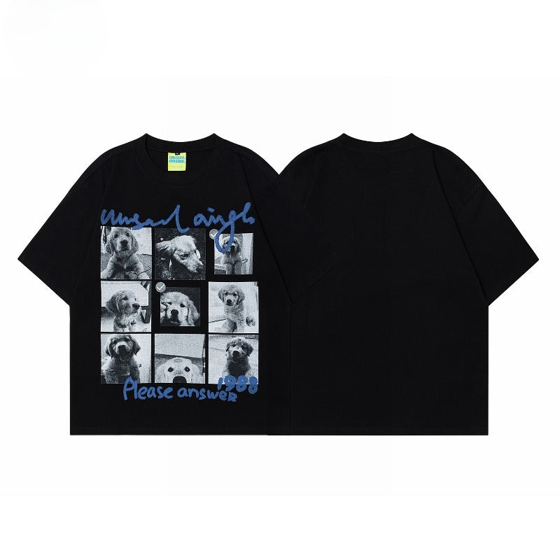 90s West Coast Hip Hop Fashion T Shirts Summer Couple Loose Short Sleeve T-Shirt