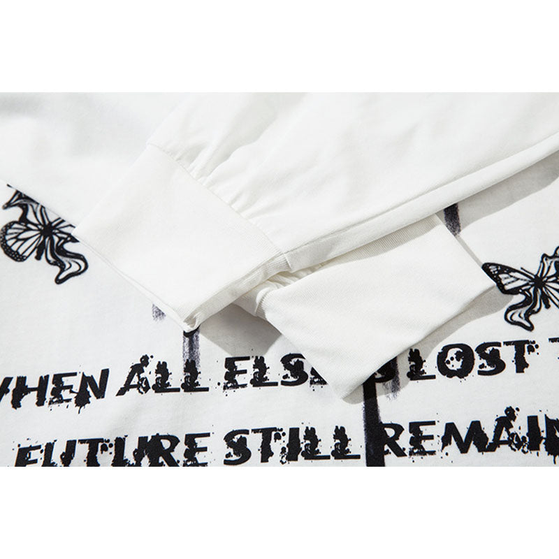 Marcas De Streetwear Vintage Hip Hop Butterfly Graffiti Long Sleeve T-Shirt