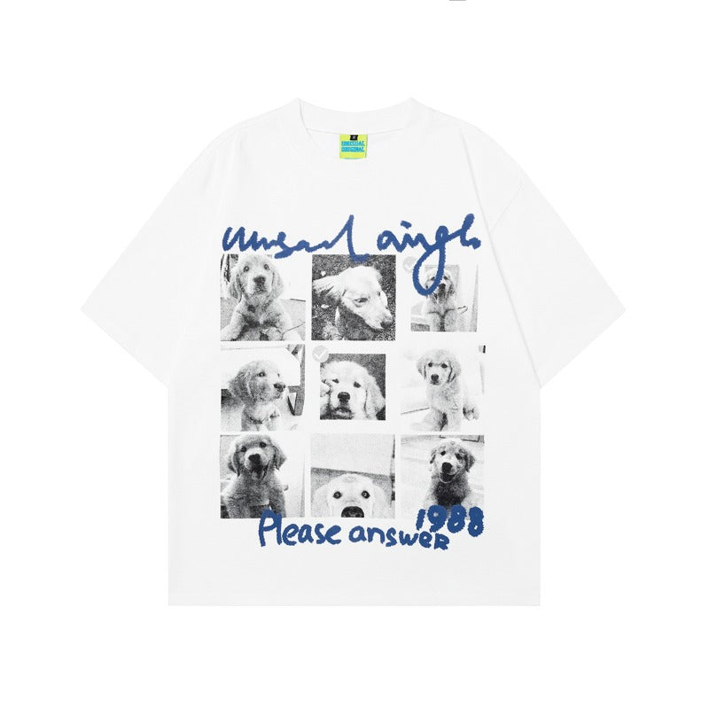 90s West Coast Hip Hop Fashion T Shirts Summer Couple Loose Short Sleeve T-Shirt