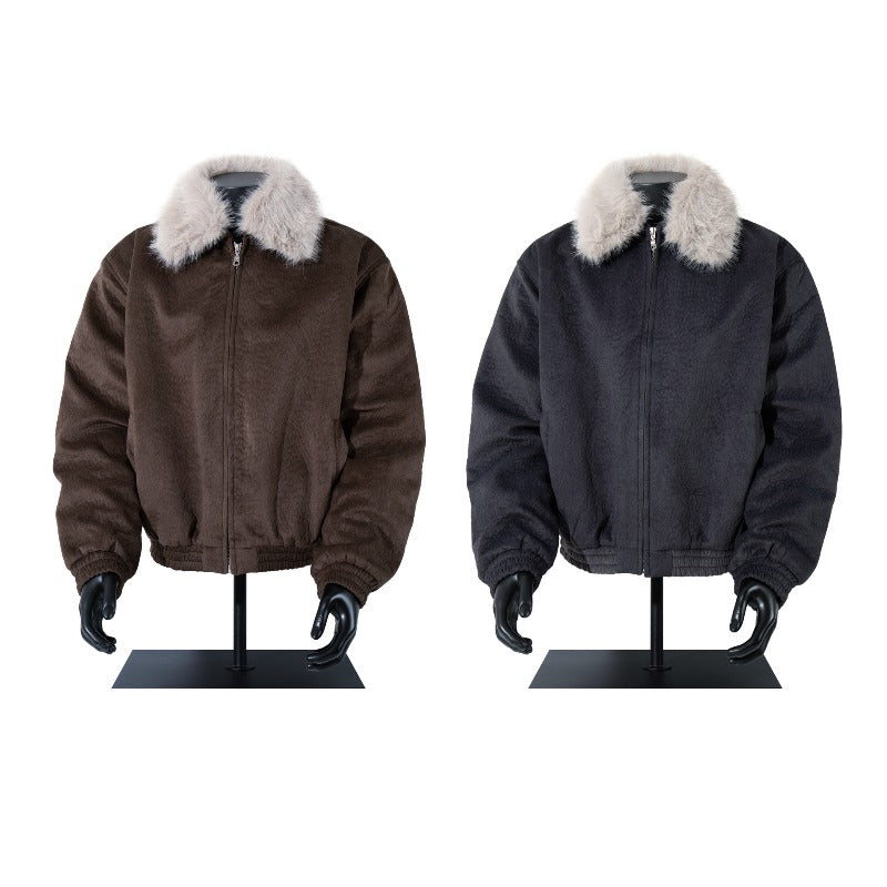 Unisex Down Jacket Men's Winter Fur Collar Old Money Wind Padded Jacket