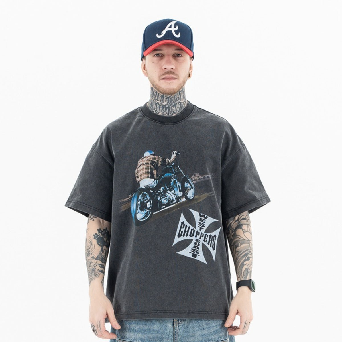 Vic Streetwear Summer Vintage Old Crew Neck Short Sleeve T-Shirt