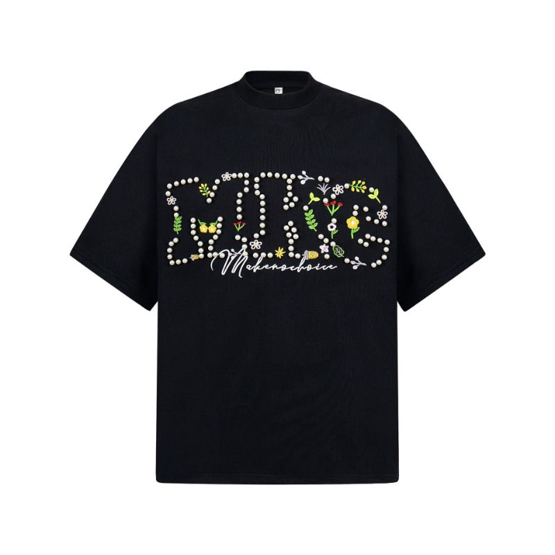 Hip hop shirt summer vintage embroidered t-shirt short sleeve