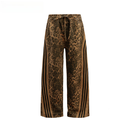 Hip Hop Pants For Boys Vintage Leopard Overalls Casual Loose Straight Pants
