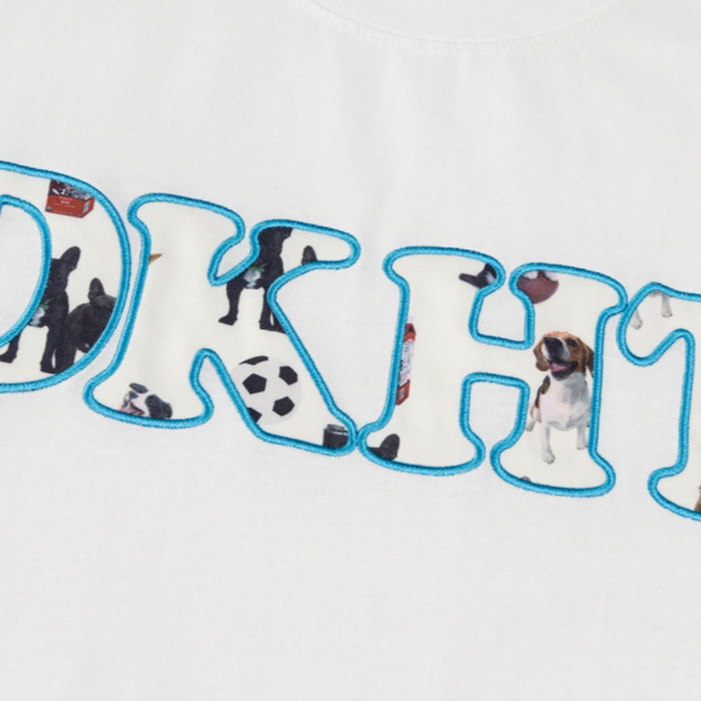 New York Hip Hop Style Puppy Embroidered Short Sleeve T-Shirt