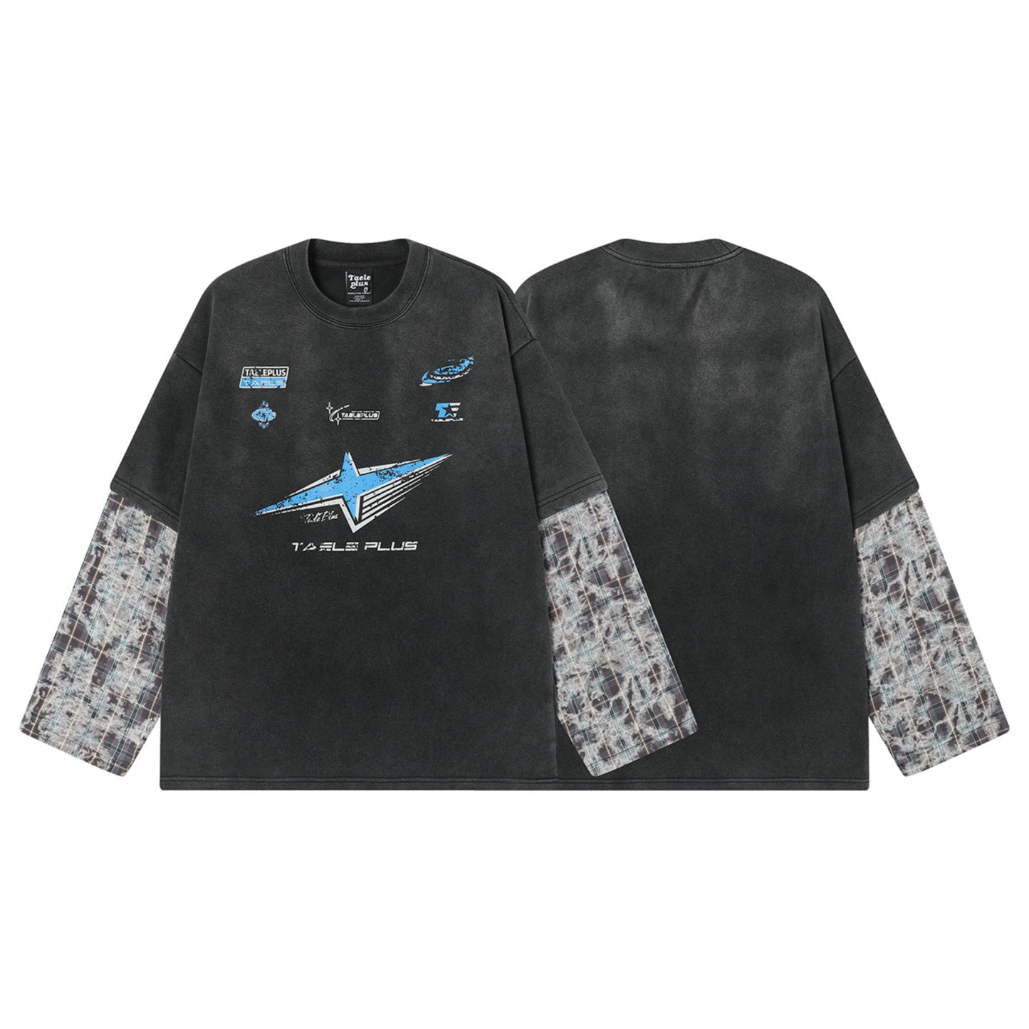 Racing oversized t shirt autumn, washed and old long-sleeved t-shirt