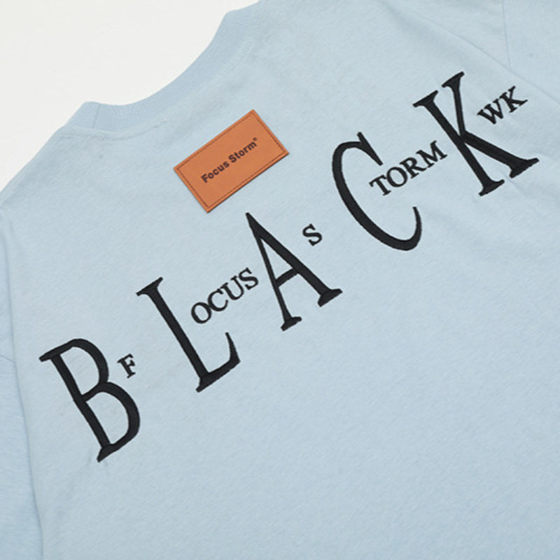 Vintage T Shirts Hip Hop Letter Embroidered Short Sleeve T-Shirts