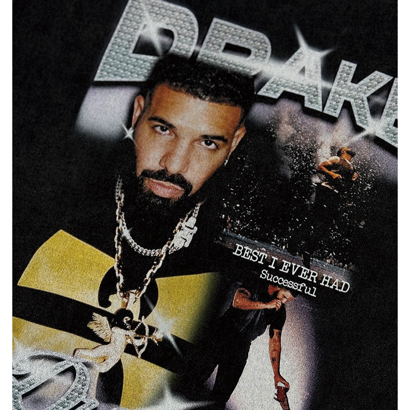 Streetwear masculino Drake print hip hop short sleeve T shirt