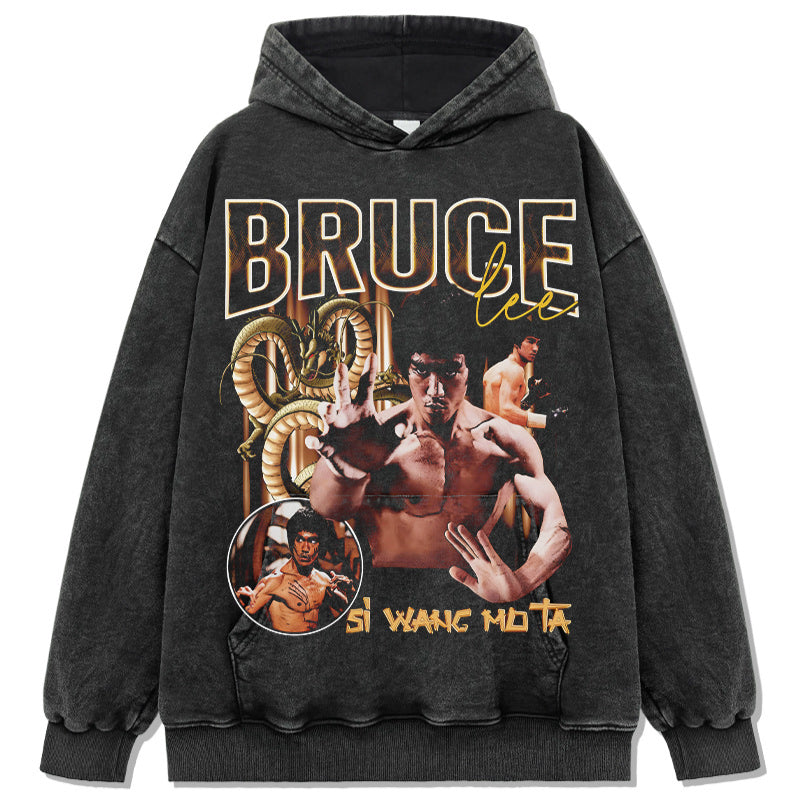 Marcas streetwear usa vintage bruce lee print hoodie hoodie