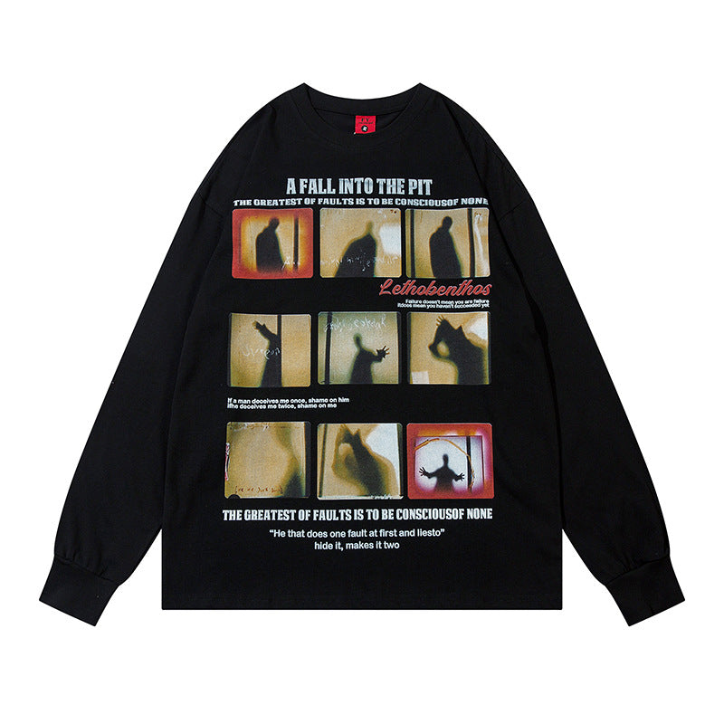 Marcas De Streetwear Vintage Figure Print Long Sleeve T-Shirt