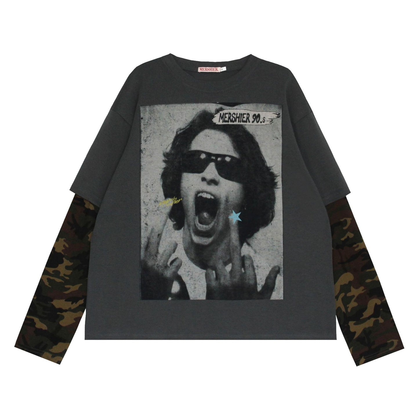 Hip hop shirt summer hip hop character print long sleeve t-shirt