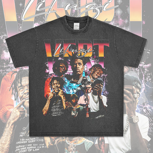 Streetwear masculino vintage hip hop LilUziVert print short sleeve t-shirt