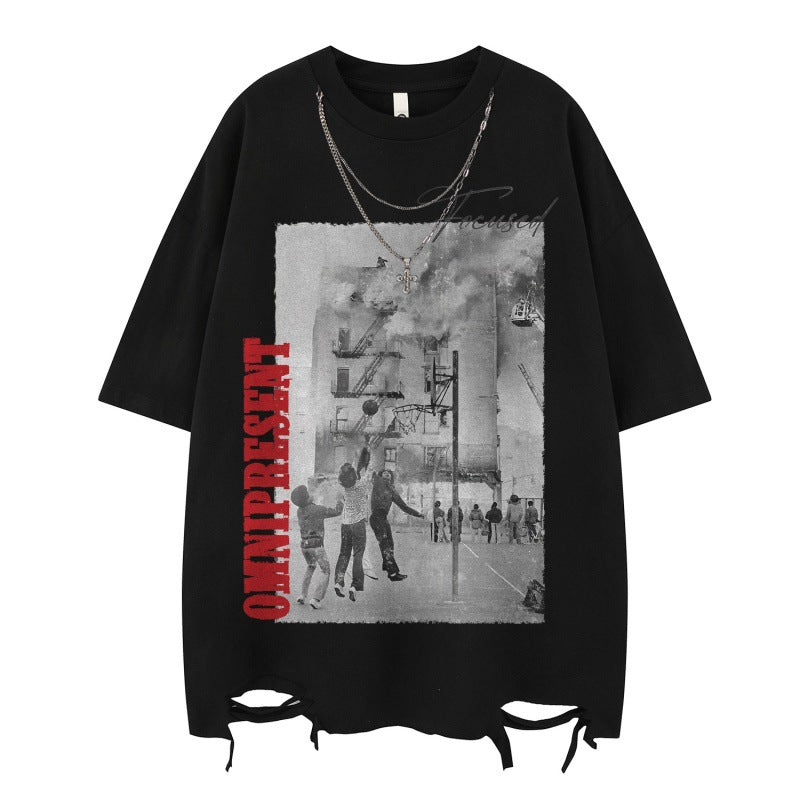 US drip outfits Summer Vintage Casual Loose Short Sleeve T-Shirts