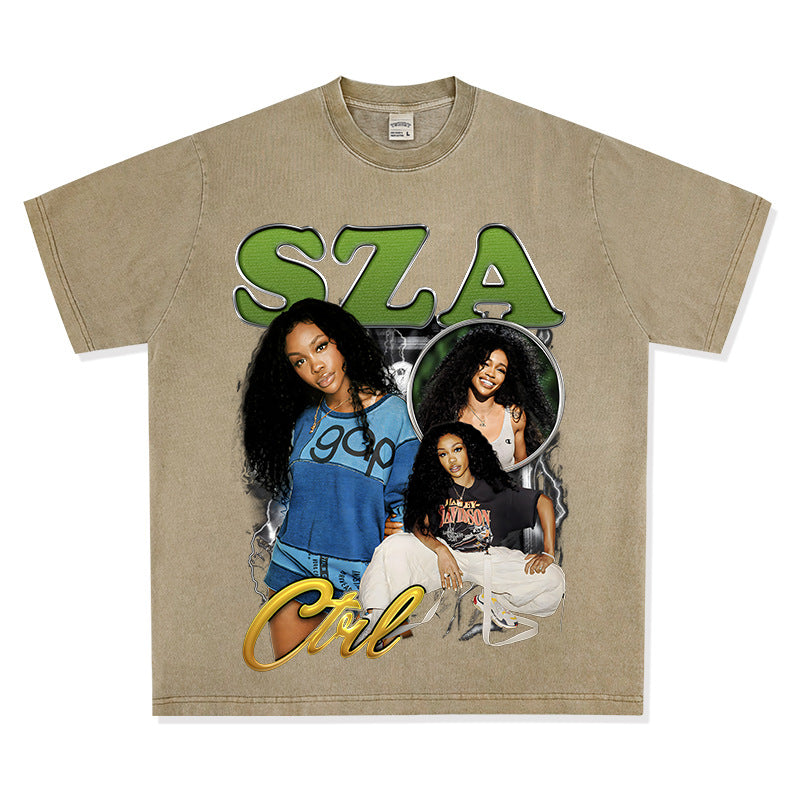 New york hip hop shop vintage sza print short sleeve t-shirt