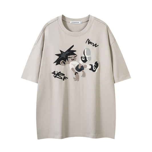 60s Style T Shirts Summer Vintage Cartoon Character Print T-Shirt Short Sleeve