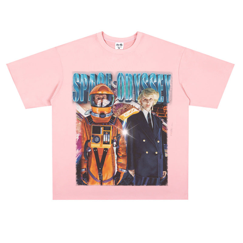 Film Star T Shirt Movie 2001 Space Roaming Printing Personalized Cotton Short Sleeve Loose round Neck Retro T-shirt