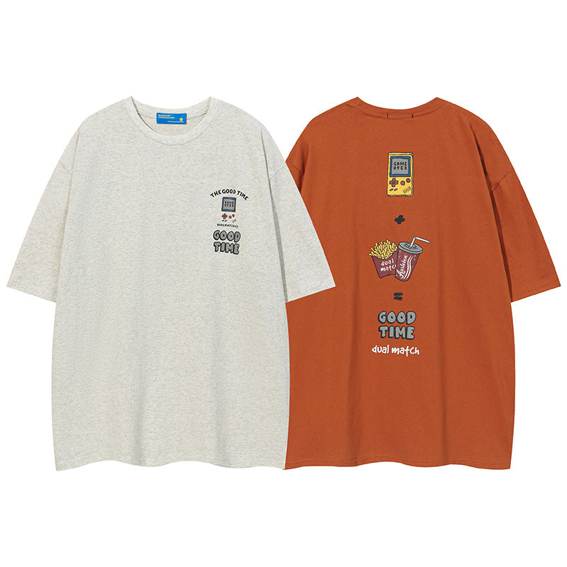 Vice Streetwear Short Sleeve T-Shirt Spring Summer Short Sleeve Crew Neck Loose Top T-Shirts