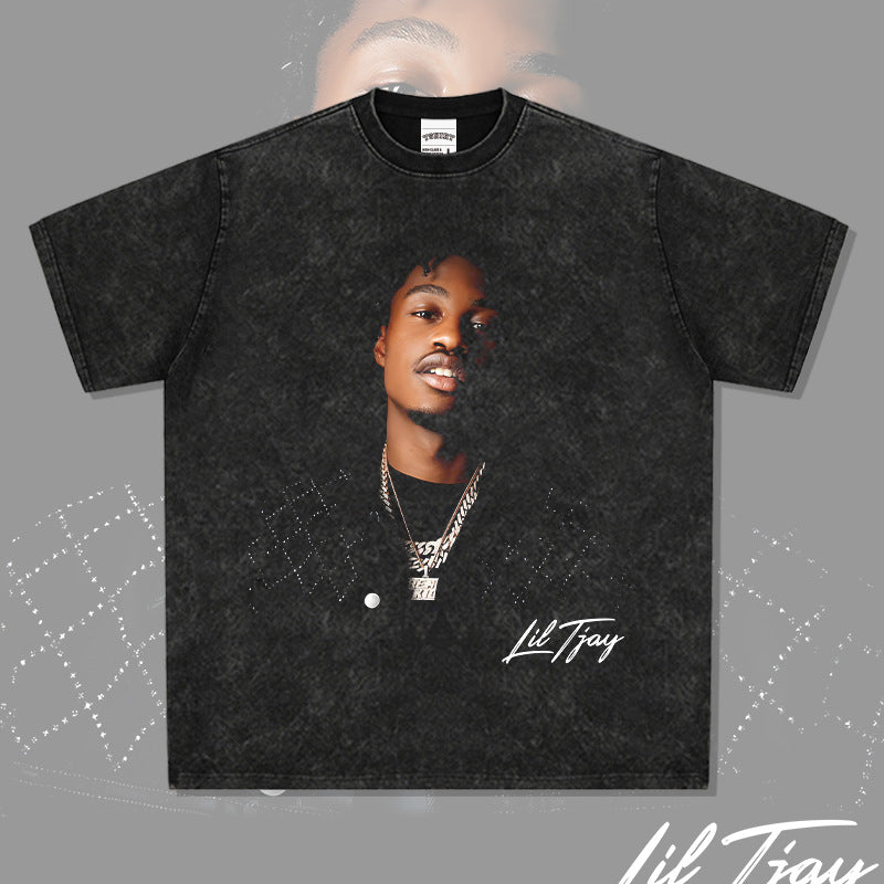 Cool t rapper vintage hip hop Lil Tjay print short sleeve t-shirt vintage
