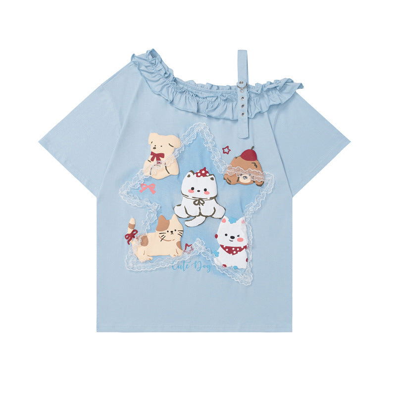 US drip outfits Summer Vintage Casual Loose Short Sleeve T-Shirts