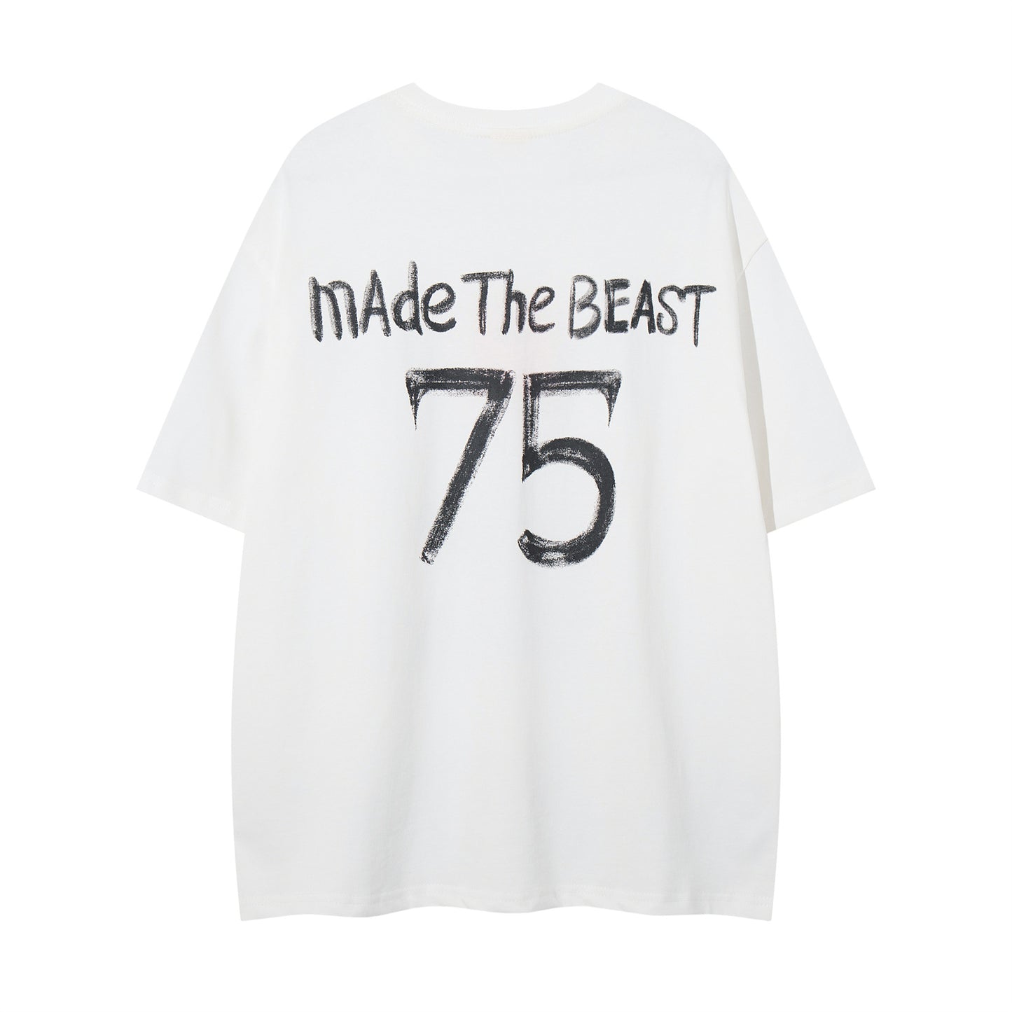 Distorted vintage letter print crew neck short sleeve t-shirt summer top