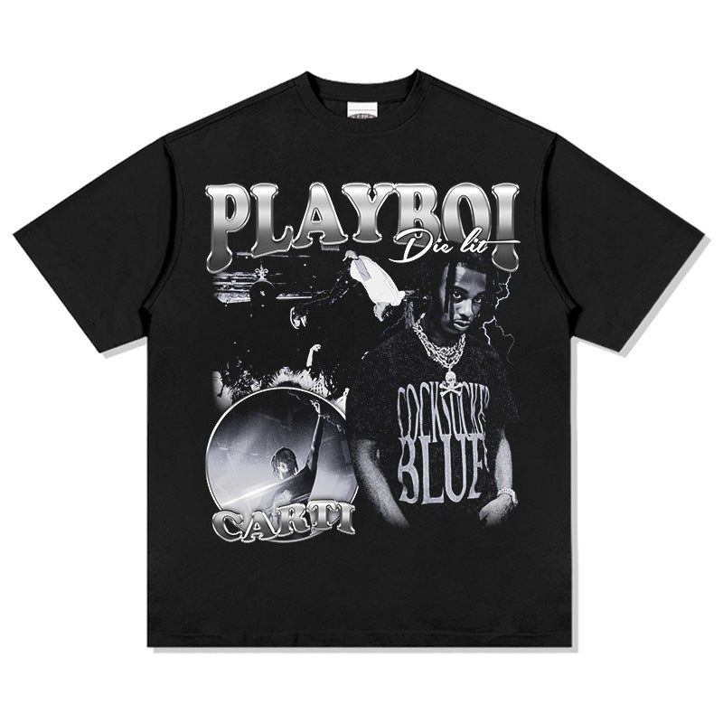 New york hip hop shop Playboi carti print short sleeve t-shirt hiphop hip hop, crew neck
