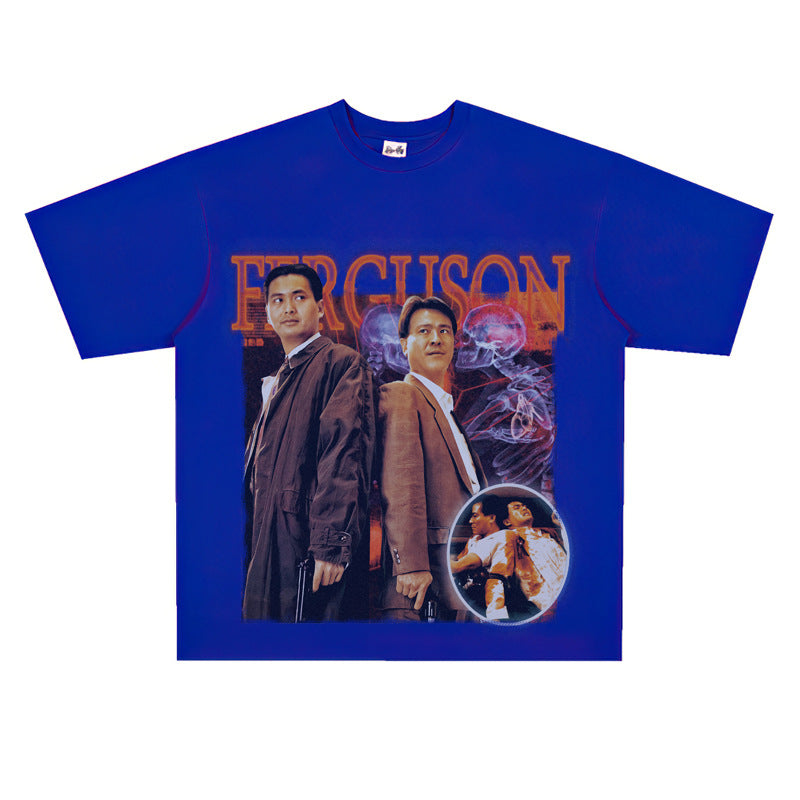 Film Star T Shirt Movie the Killer Derivative Short Sleeves Retro American Street T-shirt Men and Women