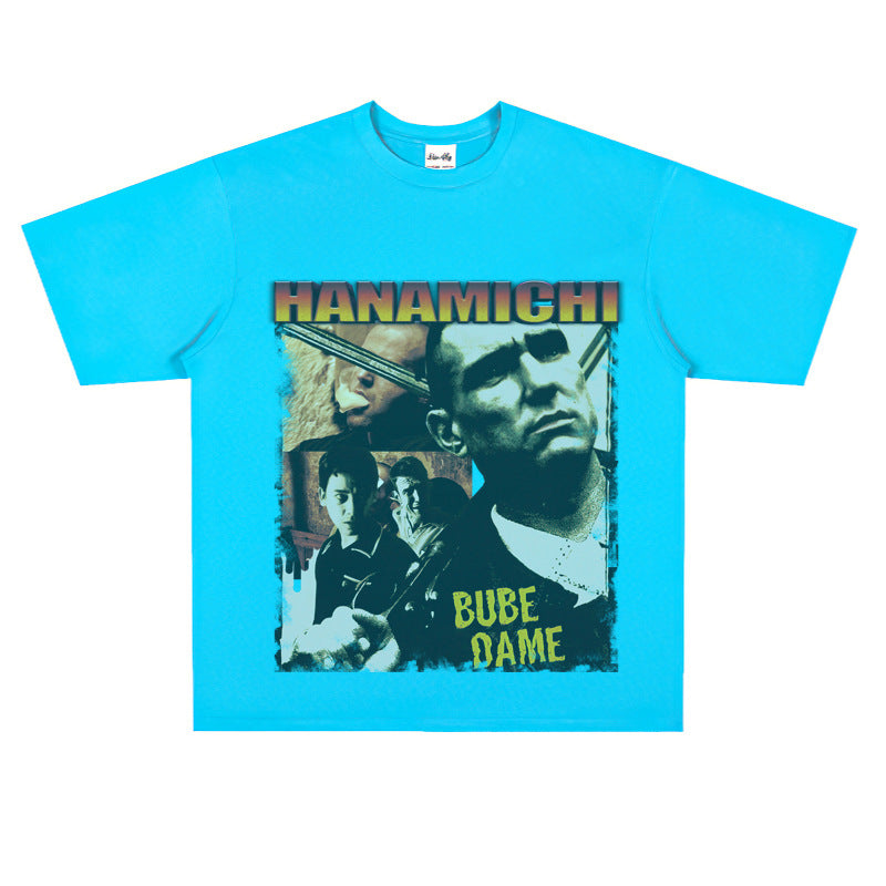 Film Star T Shirt Cotton Short Sleeve Loose American Retro T-shirt