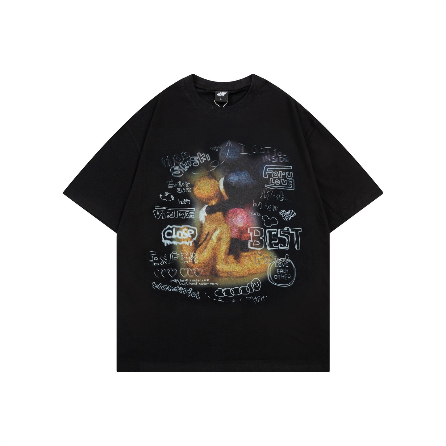 Distorted vintage blur blur mickey back short sleeve t-shirt