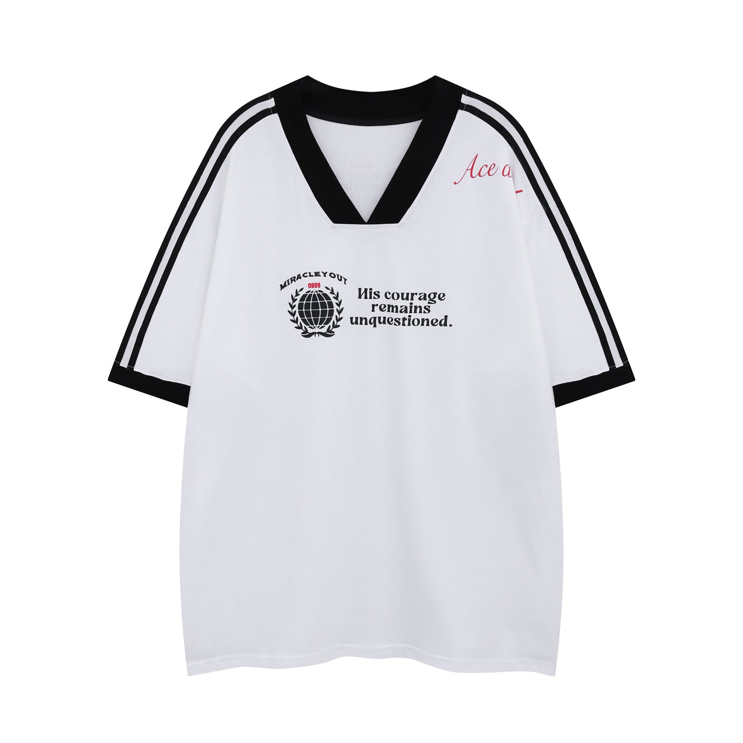 Camisetas streetwear Summer Vintage Baseball Collar Letter Casual Loose Short Sleeve T-Shirt