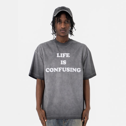 Vintage 90s Hip Hop Clothing Summer Vintage Alphabet Print Short Sleeve T-Shirt with gradual change