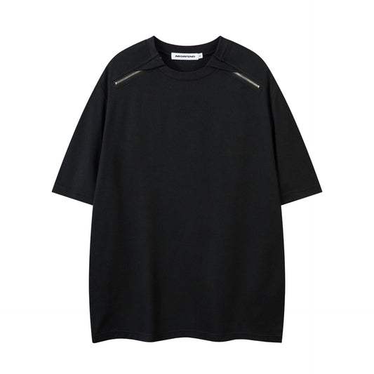 Retro Style Shirt For Men Summer Vintage Zip Short Sleeve T-Shirt