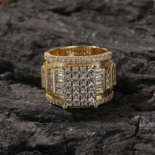 Rings Hip Hop Square Ring Copper Zircon Adjustable St. Valentine's Spectrum