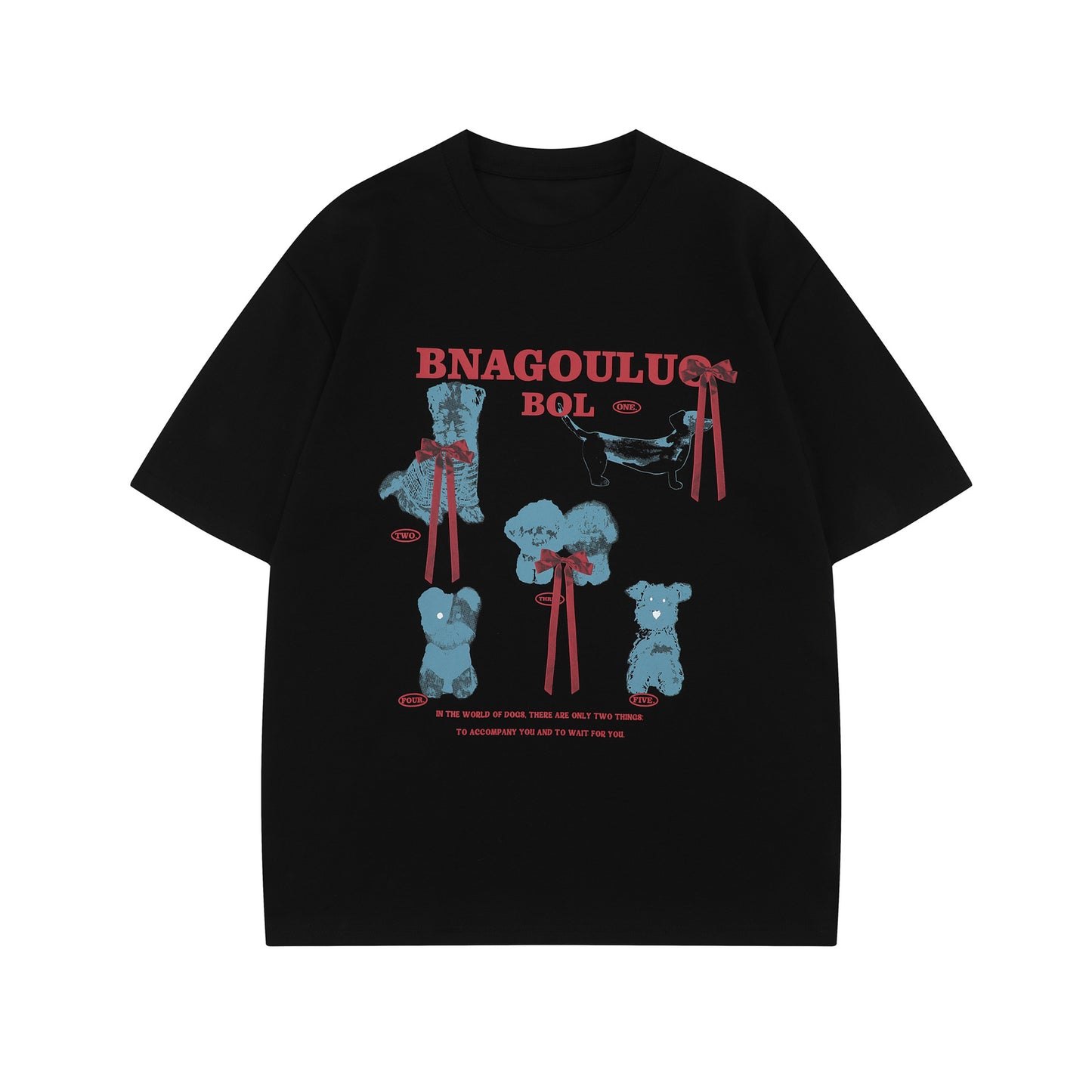 Unisex T-shirts Summer Cartoon Dog Men's Loose Short Sleeve T-Shirt