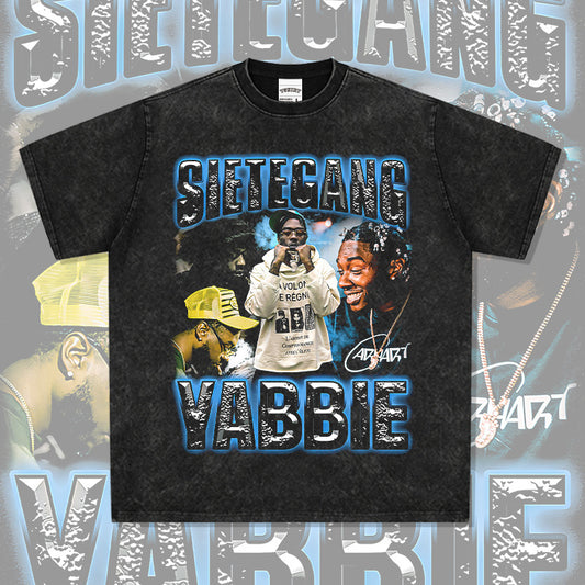 Outfit streetwear vintage hip hop SieteGang Yabbie print short sleeve t-shirt