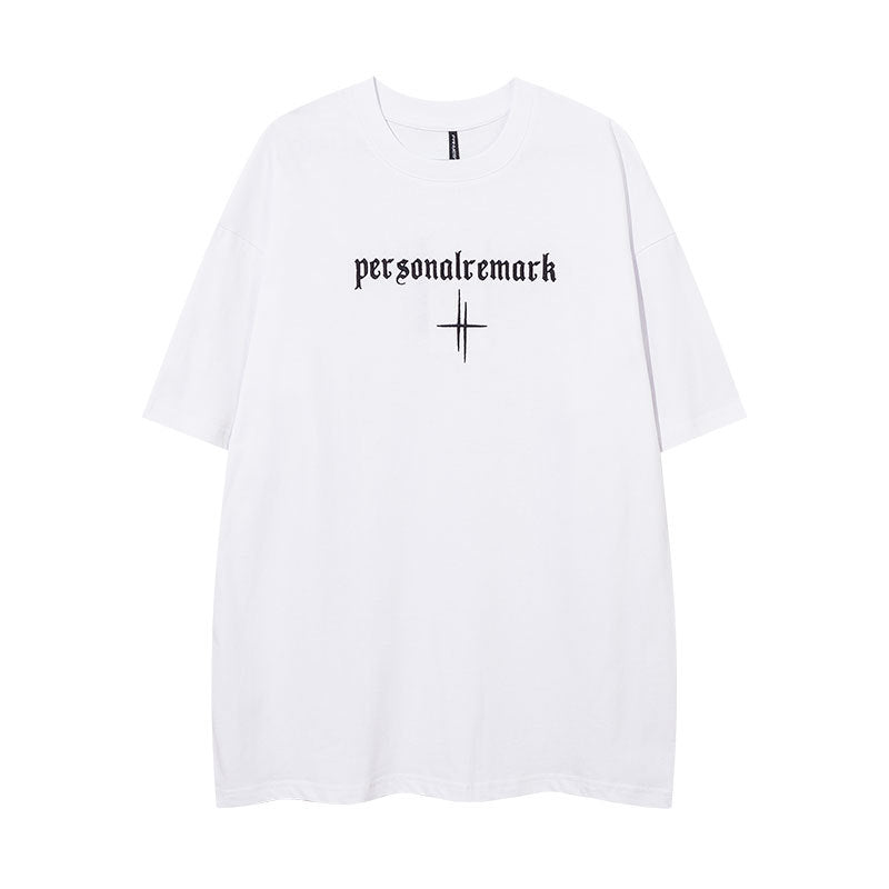 Vintage Tišö Rt Hip Hop Alphabet Embroidered Short Sleeve T-Shirt Loose Casual