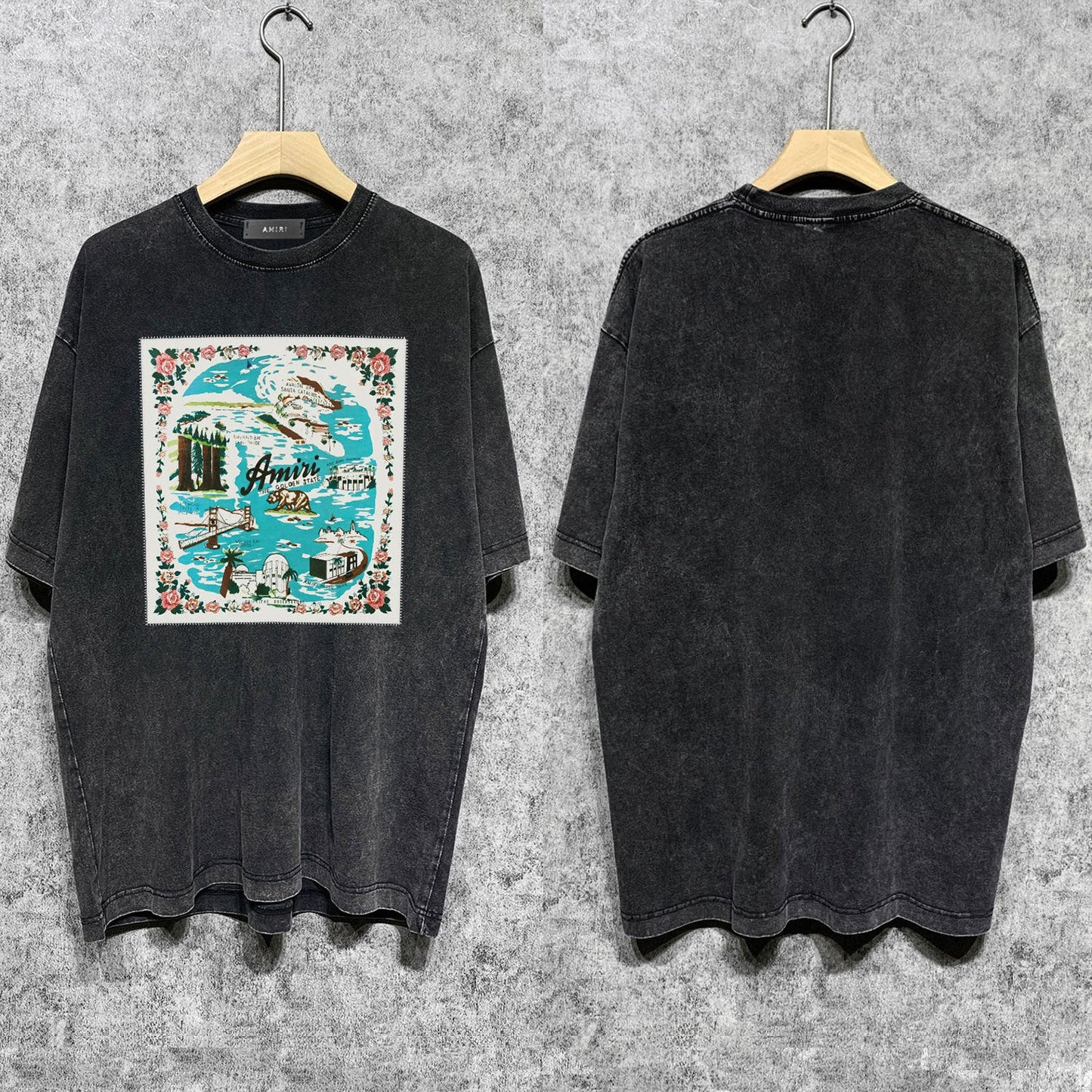 Amiri T Shirts Washed and Worn Retro Short Sleeve T-shirt