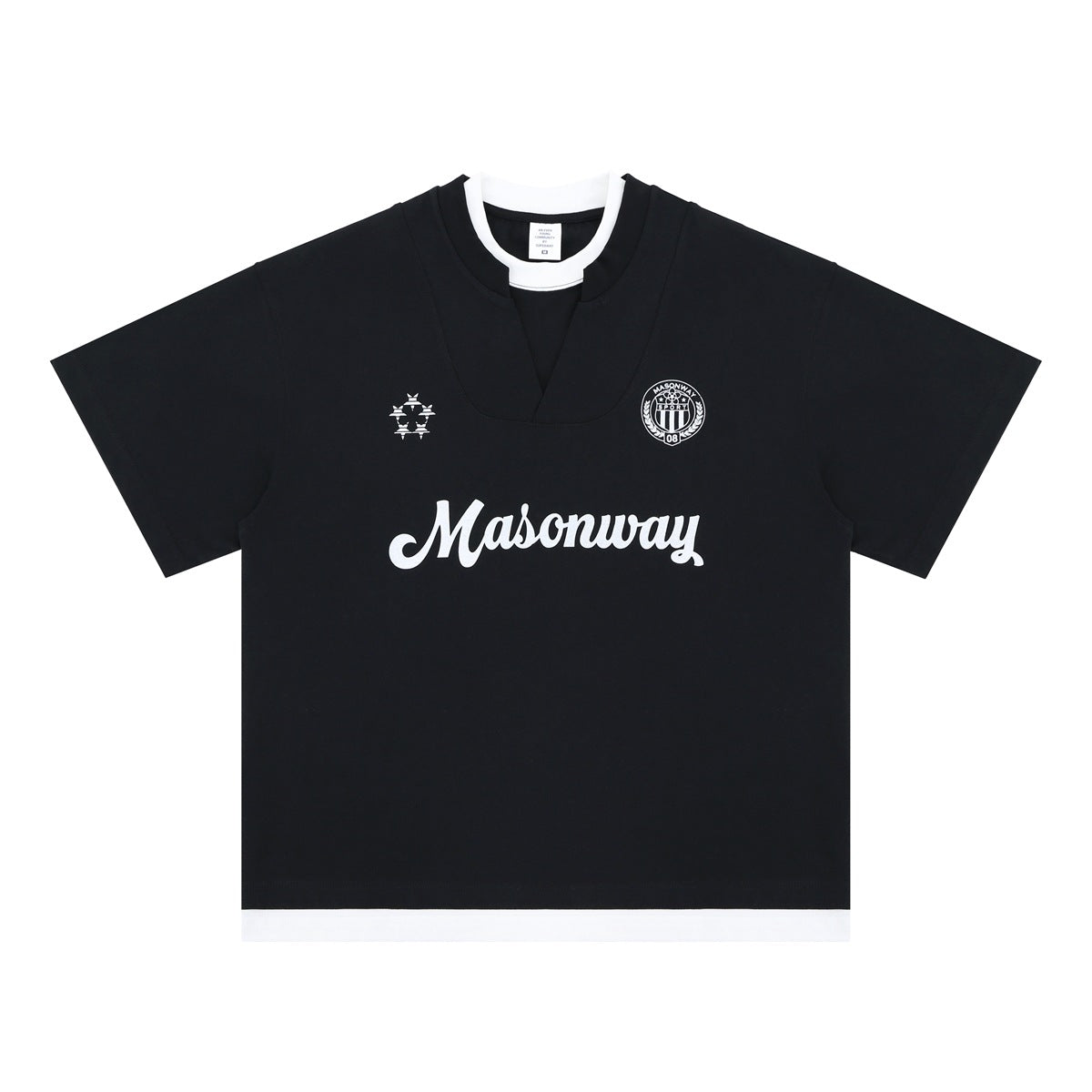 Vic Streetwear Vintage Badge Printed Ice Hockey Suit V-Neck Short Sleeve T-Shirt