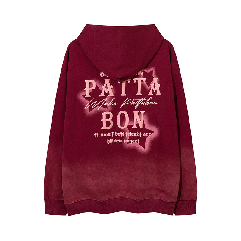 Streetwear Hoodie retro gradual change sweater autumn/winter hip hop loose hooded jumper