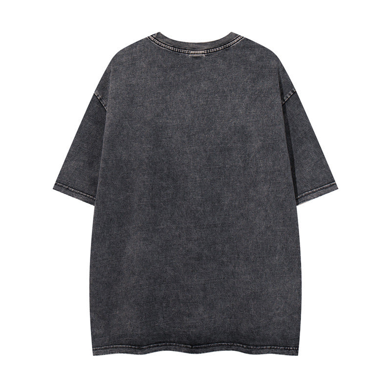 Y2K mens shirt retro loose summer round neck short sleeve T-shirt