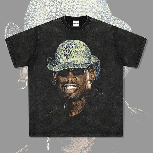 New york hip hop shop dennis rodman star avatar retro print short sleeve t-shirt