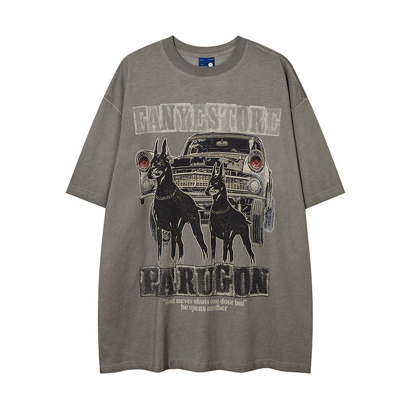 New York Hip Hop Style Vintage Wash Short Sleeve T-Shirt