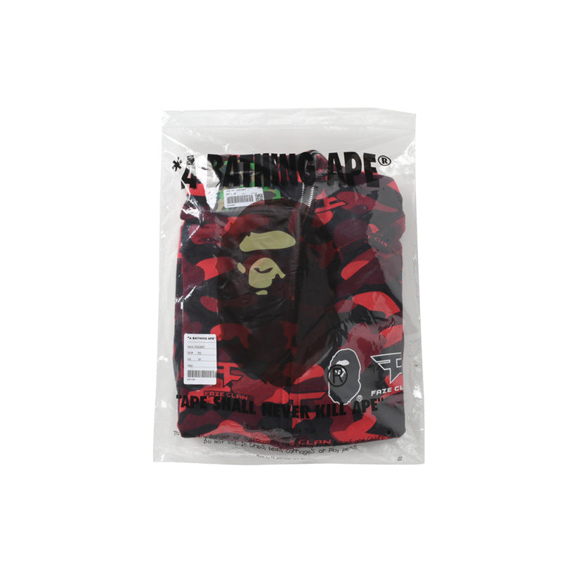 Ape Hoodie Summer Camo Red Hooded Cardigan Zip Sweater Jacket