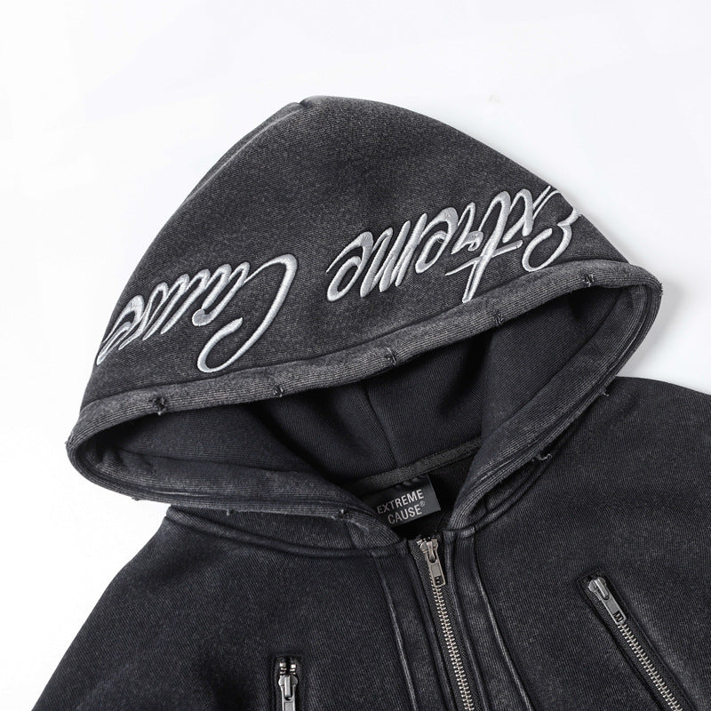 Streetwear Hoodie Vintage Washed Old Hooded Sweater