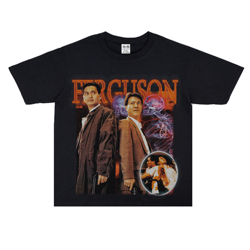 Film Star T Shirt Movie the Killer Derivative Short Sleeves Retro American Street T-shirt Men and Women