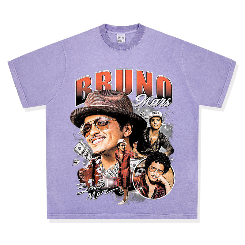 New york hip hop shop vintage singer bruno mars short sleeve t-shirt water