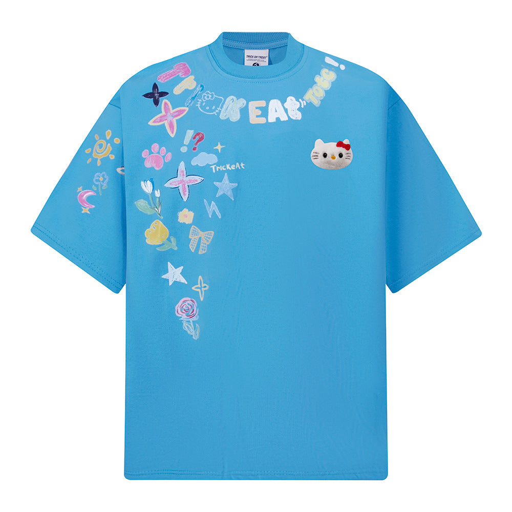 Hip hop shirt round neck short sleeve summer graffiti print short sleeve t-shirt