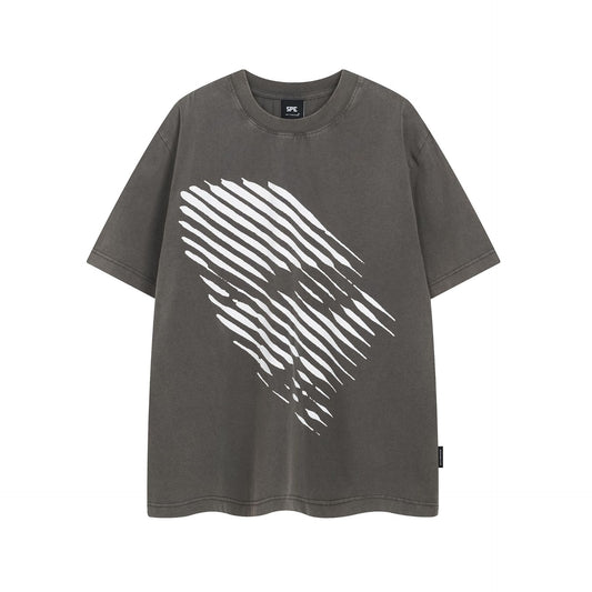Retro Style Shirt For Men Summer Vintage Wash Print T-Shirt Short Sleeve