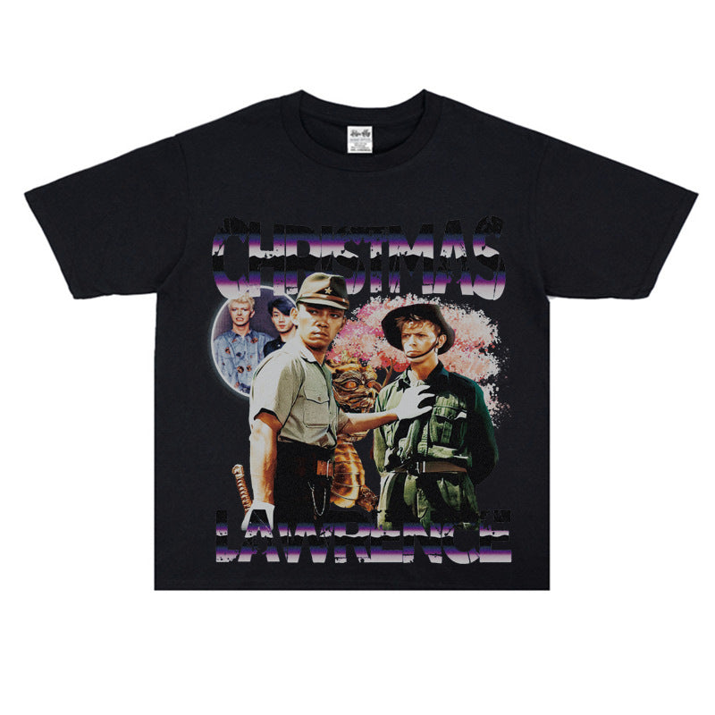 Film Star T Shirt Happy Christmas on the Battlefield Loose Retro Street Cotton T-shirt