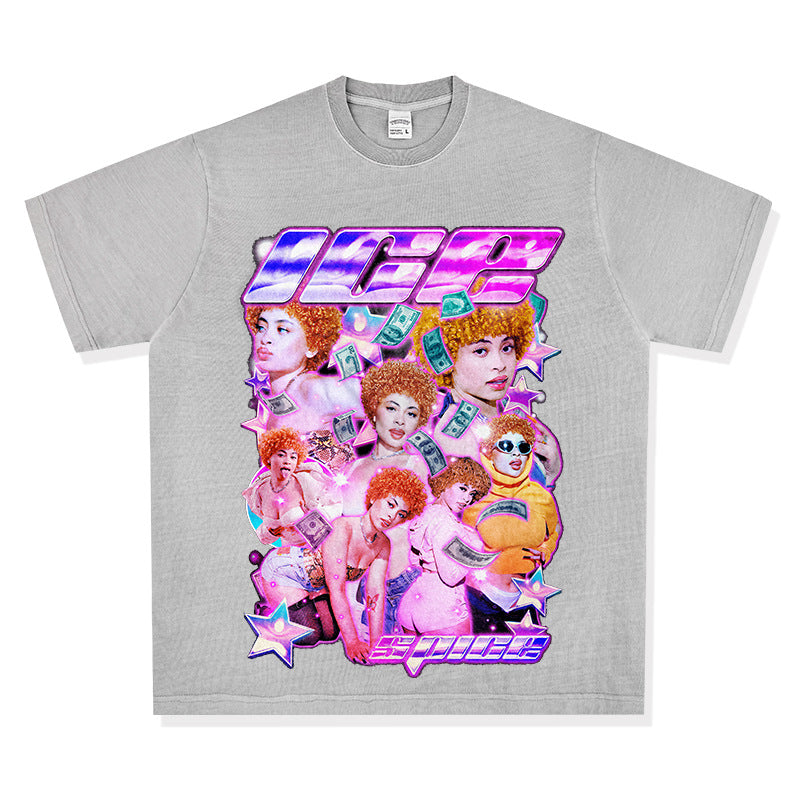 Cool t rapper vintage hip hop Ice Spice Ice Spice Print Short Sleeve T-Shirt