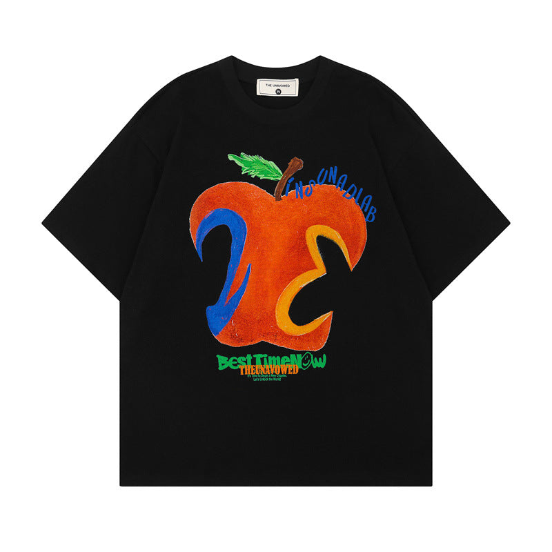 US drip outfits summer retro gradual change love apple casual loose short sleeve T-Shirts